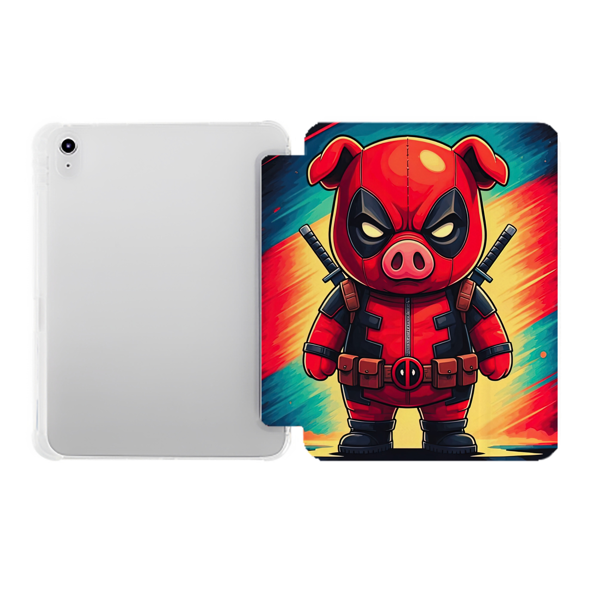 （画像用） Deadpool デッドプール IPad ケース ペン収納付き 三つ折りスタンド PUレザー×シリコン 対応機種9.5/10.5/10.9インチ
